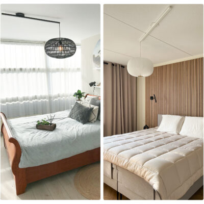 Lightswing zwart wit hanglamp in de slaapkamer