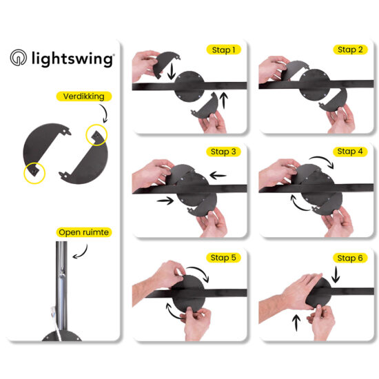 Lightswing® montage afdekkapjes plaatsen